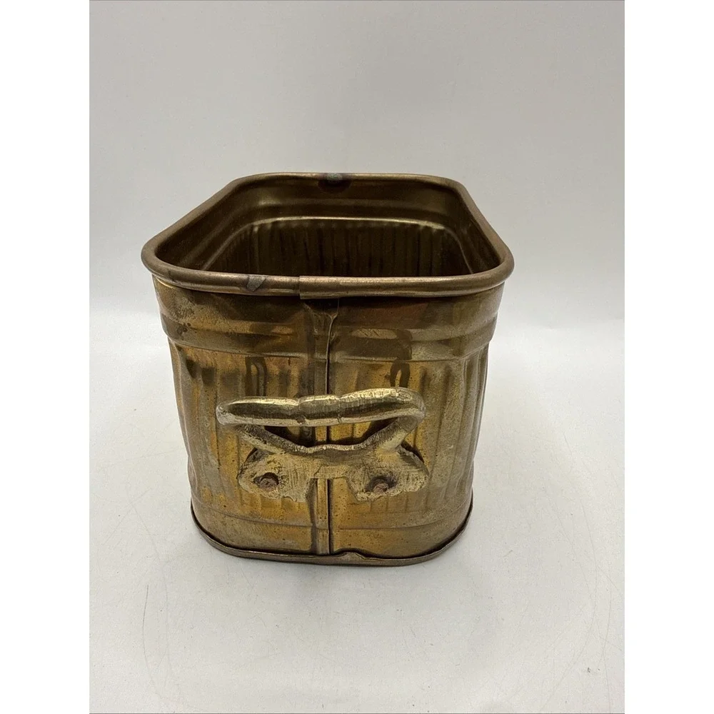 Vintage Small Brass Tub Planter With Handles 6'' Wide